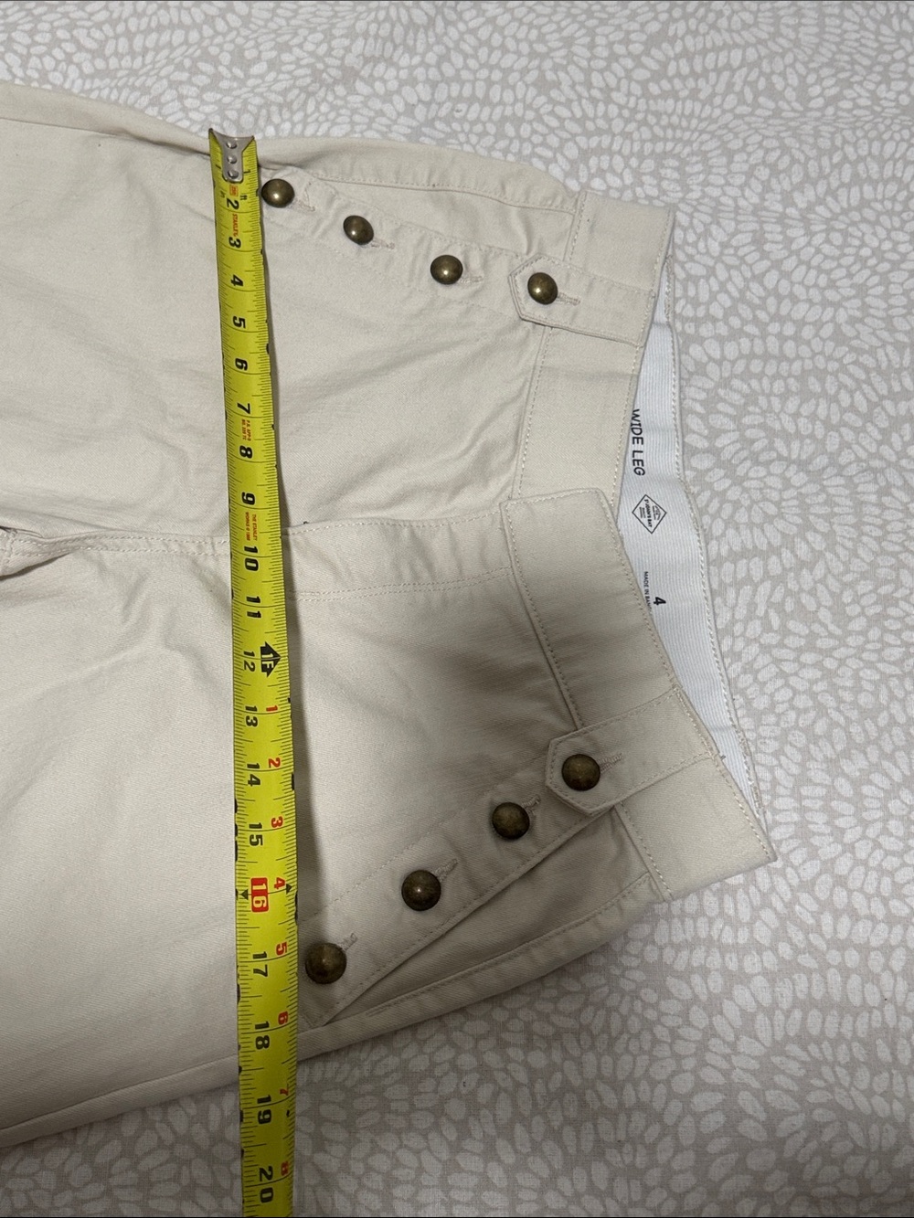 St. John's Bay Button-Accent Wide Leg Pants - Cream - Picture 13 of 14
